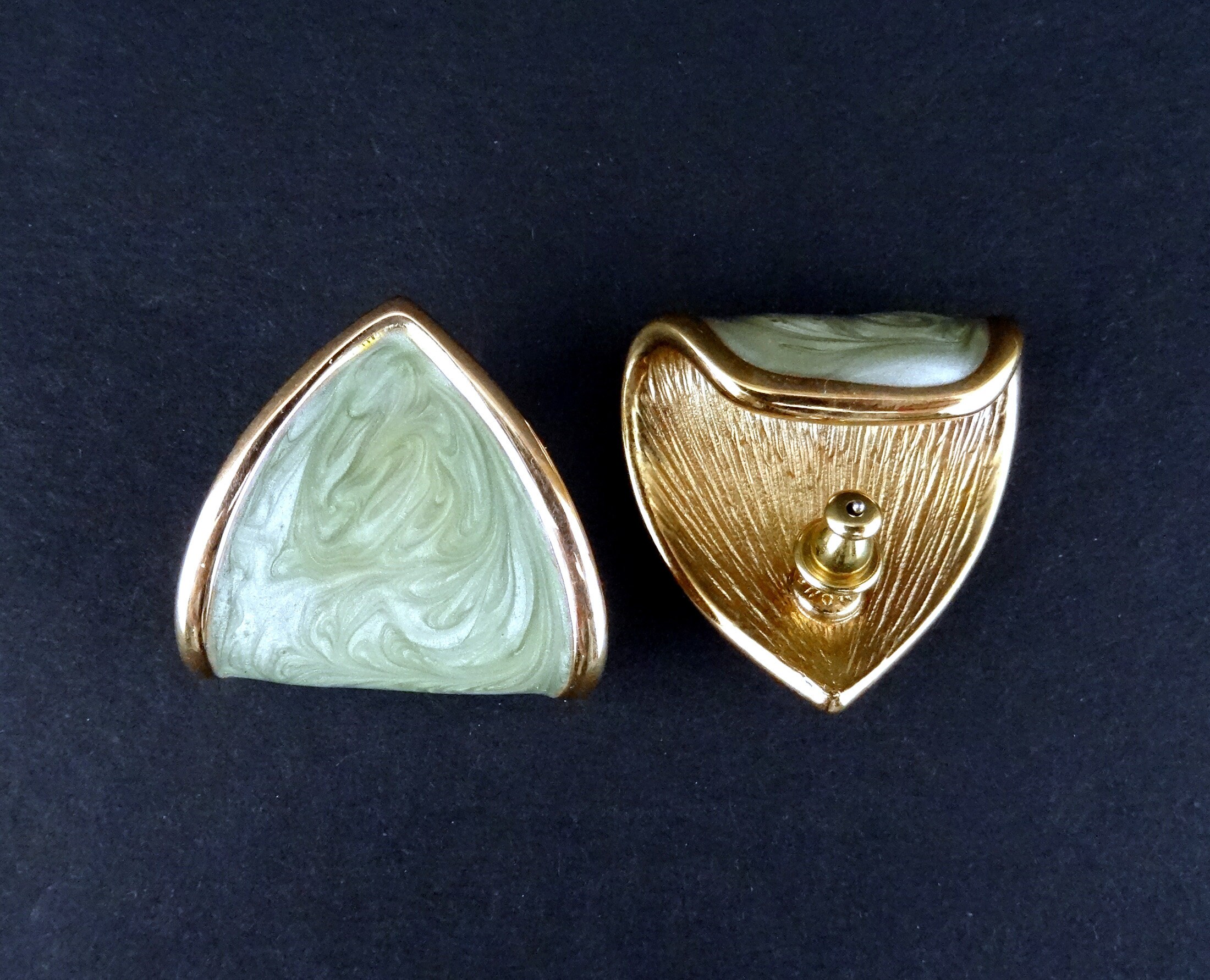 Post Earrings Mint Green Pastel Swirl Enamel Gold Tone Etsy
