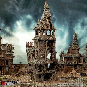 Ruined City Watch Headquarters - Tabletop Terrain Fantasy DND Miniature Roleplaying Wargame 28mm 32mm