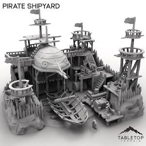 Pirate Shipyard - Tabletop Terrain Fantasy DND Miniature Roleplaying Wargame 28mm 32mm