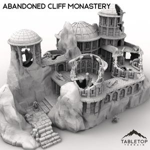 Monasterio del acantilado abandonado - Terreno de mesa Fantasía DND Miniatura Juego de rol Wargame 28 mm 32 mm