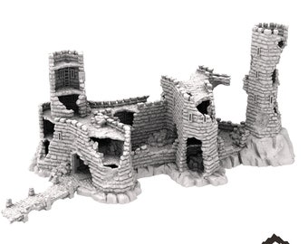 Ruined Seaside Fort - DND AoS Pathfinder Conquest MiniatureLand Tabletop Terrain Miniature Wargame 28mm