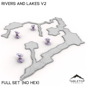 HEXTECH Rivers and Lakes v2 - 6 mm - Thunderhead Studio 6 mm compatível com jogos de guerra de robôs de pequena escala
