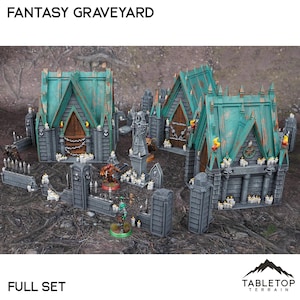 Fantasy Graveyard - Tabletop Terrain Fantasy DND Miniature Roleplaying Wargame 28mm 32mm