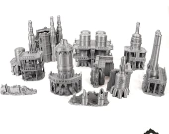 Damochles Industrial Ruins - Tabletop Terrain Grimdark Gothic Miniature Wargame Sci-Fi 28mm 32mm