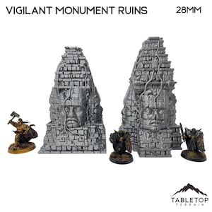 Vigilant Monument Ruins - Fantasy Ruins - New Eden Jungle Terrain DND AoS Printable Scenery Miniature Wargame Tabletop Terrain