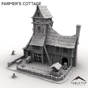 Farmer&#39;s Cottage - Tabletop Terrain Fantasy DND Miniature Roleplaying Wargame 28mm 32mm