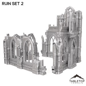 Tabletop Terrain Ruin Set 2 Wargame Terrain 3d printed 28mm Building Sci Fi Gothic Wargaming Scenery
