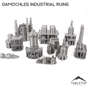 Tabletop Terrain Damochles Industrial Ruins Wargame Terrain 3d printed 28mm Building Sci Fi Gothic Wargaming Scenery