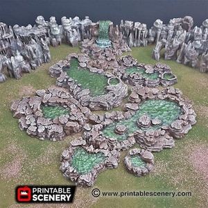 Grotto Pools - Fantasy Scatter Terrain - Fantasy Terrain DND AoS Conquest Pathfinder Printable Scenery Miniature Wargame Tabletop Terrain