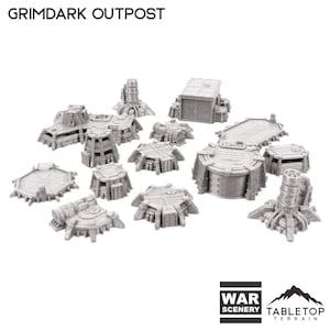 Grimdark Outpost 8mm Small Scale Terrain Pack - 6mm 8mm Mech Wargames Tabletop Terrain Compatible with Small Scale Epic Wargames