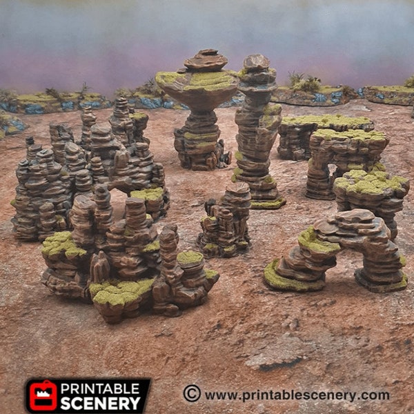 Sci-Fi Desert Canyon Rocks - Scatter Terrain - Star Wars Legion Terrain Printable Scenery Tabletop Terrain Wargaming Terrain Desert Terrain