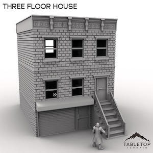 Puede incluir: Una casa de ladrillo de tres pisos con una puerta de garaje, una puerta principal y un conjunto de escaleras que conducen al segundo piso. La casa tiene ventanas en cada piso y un pequeño toldo sobre la puerta del garaje.