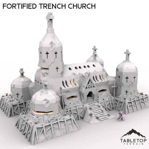 Fortified Trench Church - Tabletop Terrain Grimdark Trench Wars Wargame 28mm 32mm