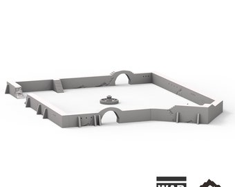 Muralhas e fonte da cidade do deserto - Terreno da Legião de Star Wars Cenário de guerra Posto de troca no deserto Terreno de mesa Terreno de jogo de guerra Ponto de estilhaçamento