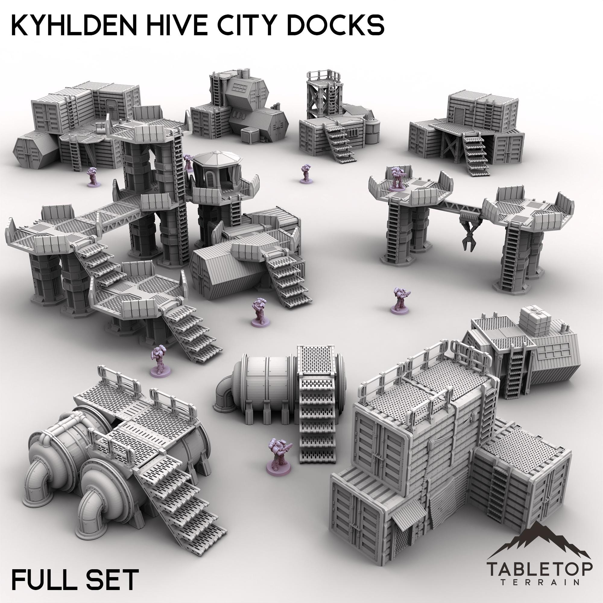 Kyhlden Hive City Docks - Tabletop Terrain Grimdark Gothic Miniature Wargame Sci-Fi 28mm 32mm