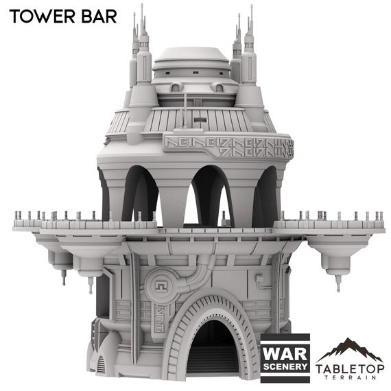 Tower Bar - Futuristic City - Tabletop Terrain Outer Rim Compatible with Star Wars Legion Shatterpoint