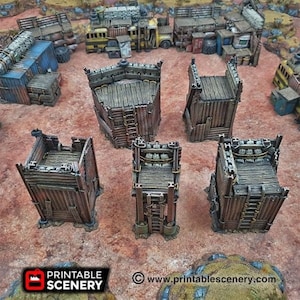 Junkfort Towers - Apocalyptic Terrain - Gaslands Terrain Post-Apocalyptic Walking Dead Fallout Wasteland Warfare Tabletop Terrain Wargame