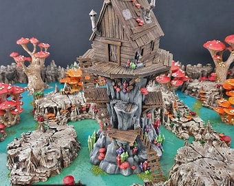 Shanty Tower - Torre de fantasía - Terreno de fantasía DND AoS Conquest Pathfinder Escenografía imprimible Miniatura Wargame Terreno de mesa