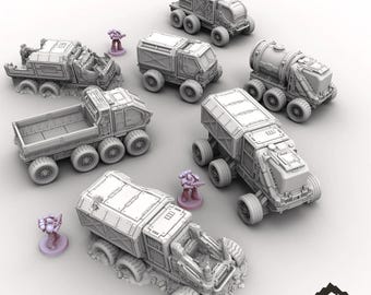 District 12 Vehicles - Tabletop Terrain Grimdark Gothic Miniature Wargame Sci-Fi 28mm 32mm