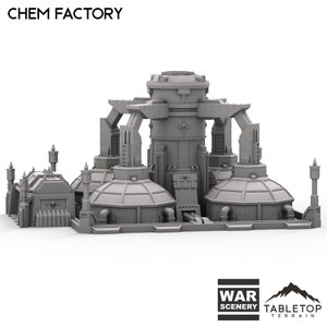 Tabletop Terrain Chem Factory Wargame Terrain 3d printed 28mm Building Sci Fi Gothic Wargaming Scenery