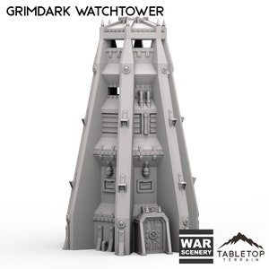 Tabletop Terrain Grimdark Watchtower Wargame Terrain 3d printed 28mm Building Sci Fi Gothic Wargaming Scenery