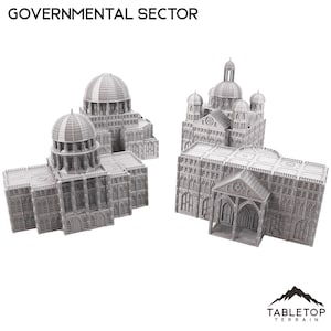 Governmental Sector 8mm Scale Building Pack - 6mm 8mm Mech Wargames Tabletop Terrain Compatible with Small Scale Epic Wargames