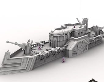 Barco de vapor enano - Terreno de mesa Fantasía DND Miniatura Juego de rol Wargame 28 mm 32 mm