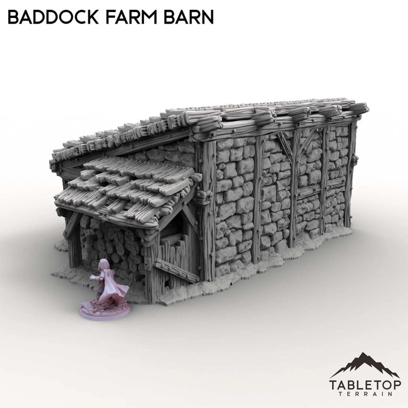 Tabletop Farming Baddock Farm Barn - Tabletop Terrain Fantasy Roleplaying Wargame 28mm ...