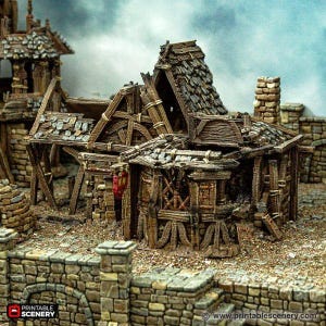 Ruined Blacksmith - Tabletop Terrain Fantasy DND Miniature Roleplaying Wargame 28mm 32mm