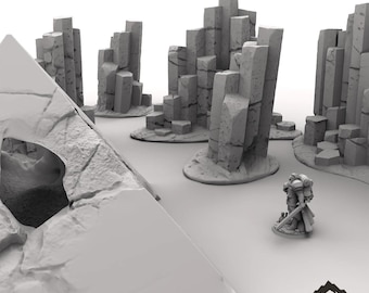 Terreno basaltico - Terreno da tavolo Fantasy DND Miniature Gioco di ruolo Wargame 28 mm 32 mm