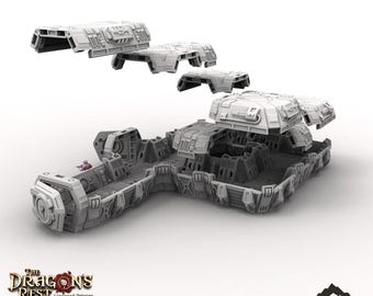 Modular Military Corridors - Tabletop Terrain Grimdark Gothic Miniature Wargame Sci-Fi 28mm 32mm