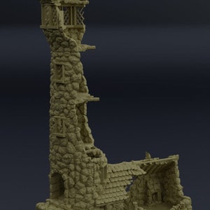 Ruined Lighthouse - DND AoS Pathfinder Conquest MiniatureLand Tabletop Terrain Miniature Wargame 28mm Fantasy Terrain Medieval Terrain 15mm