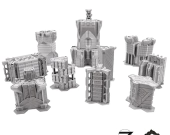 Set base HEXTECH Trinity City - 6 mm - Thunderhead Studio 6 mm Compatibile con wargame mech in scala ridotta