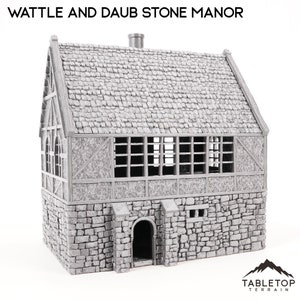 Wattle and Daub Stone Manor - Country & King - Fantasy Historical Building - WWII Terrain Wargame Terrain Fantasy Terrain  Bolt Action