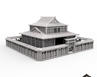 Eingemauerter Samurai Dojo - Test of Honour Bushido Tabletop Terrain 28 mm 32 mm Kriegsspiel