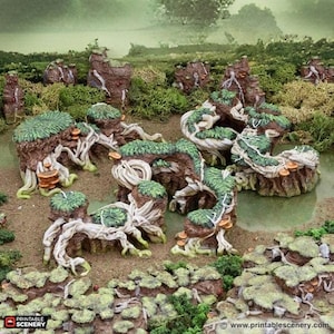 Wild Roots - The Gloaming Swamp - Fantasy Terrain DND AoS Conquest Printable Scenery Wargame Tabletop Terrain