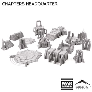Chapters Headquarter 8mm Small Scale Terrain Pack - 6mm 8mm Mech Wargames Tabletop Terrain Compatible with Small Scale Epic Wargames