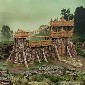 Bamboo Fort Walls - The Gloaming Swamp - Fantasy Terrain DND AoS Conquest Printable Scenery Wargame Tabletop Terrain