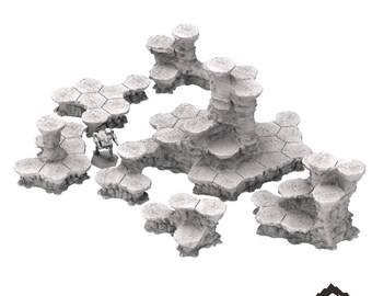 HEXTECH Sundered Wastes Map Hill Sets - Hextech - 6mm - Battletech Terrain Alpha Strike Terrain Tabletop Terrain 6mm Thunderhead Studio