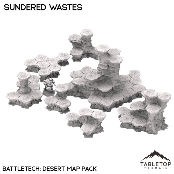 HEXTECH Sundered Wastes Map Hill Sets – Hextech – 6 mm – Battletech Terrain Alpha Strike Terrain Tabletop Terrain 6 mm Thunderhead Studio