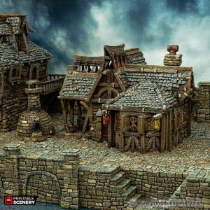 City Blacksmith - Tabletop Terrain Fantasy DND Miniature Roleplaying Wargame 28mm 32mm