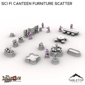 Sci Fi Canteen Furniture Scatter - Tabletop Terrain Grimdark Gothic Miniature Wargame Sci-Fi 28mm 32mm