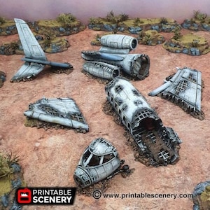 Crashed Airplane - Apocalyptic Terrain - Gaslands Terrain Post-Apocalyptic Walking Dead Fallout Wasteland Warfare Tabletop Terrain Wargame