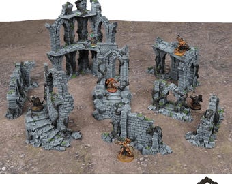 Ruinas de una ciudad abandonada - Terreno de mesa Fantasía DND Miniatura Juego de rol Wargame 28 mm 32 mm