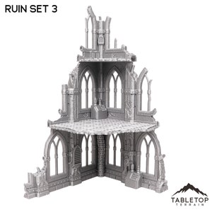 Tabletop Terrain Ruin Set 3 Wargame Terrain 3d printed 28mm Building Sci Fi Gothic Wargaming Scenery