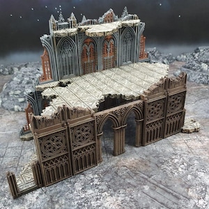 Ruined Cathedral Triforium - Openlock - Tabletop Terrain - Grimdark Terrain -Gothic Terrain Miniature Wargame Terrain Sci-Fi Terrain  28mm