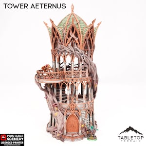 Tower Aeternus - Elven Building - Fantasy Terrain DND AoS Conquest Printable Scenery Miniature Wargame Tabletop Terrain