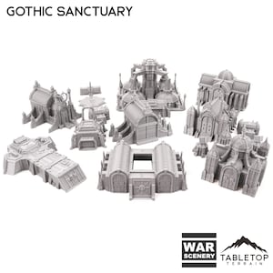 Gothic Sanctuary 8mm Small Scale Terrain Pack - 6mm 8mm Mech Wargames Tabletop Terrain Compatible with Small Scale Epic Wargames