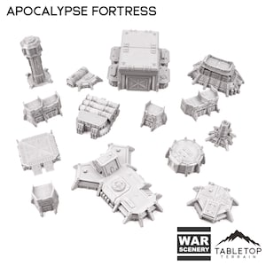 Apocalypse Fortress 8mm Small Scale Terrain Pack - 6mm 8mm Mech Wargames Tabletop Terrain Compatible with Small Scale Epic Wargames