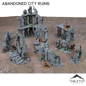 Abandoned City Ruins - Tabletop Terrain Fantasy DND Miniature Roleplaying Wargame 28mm 32mm